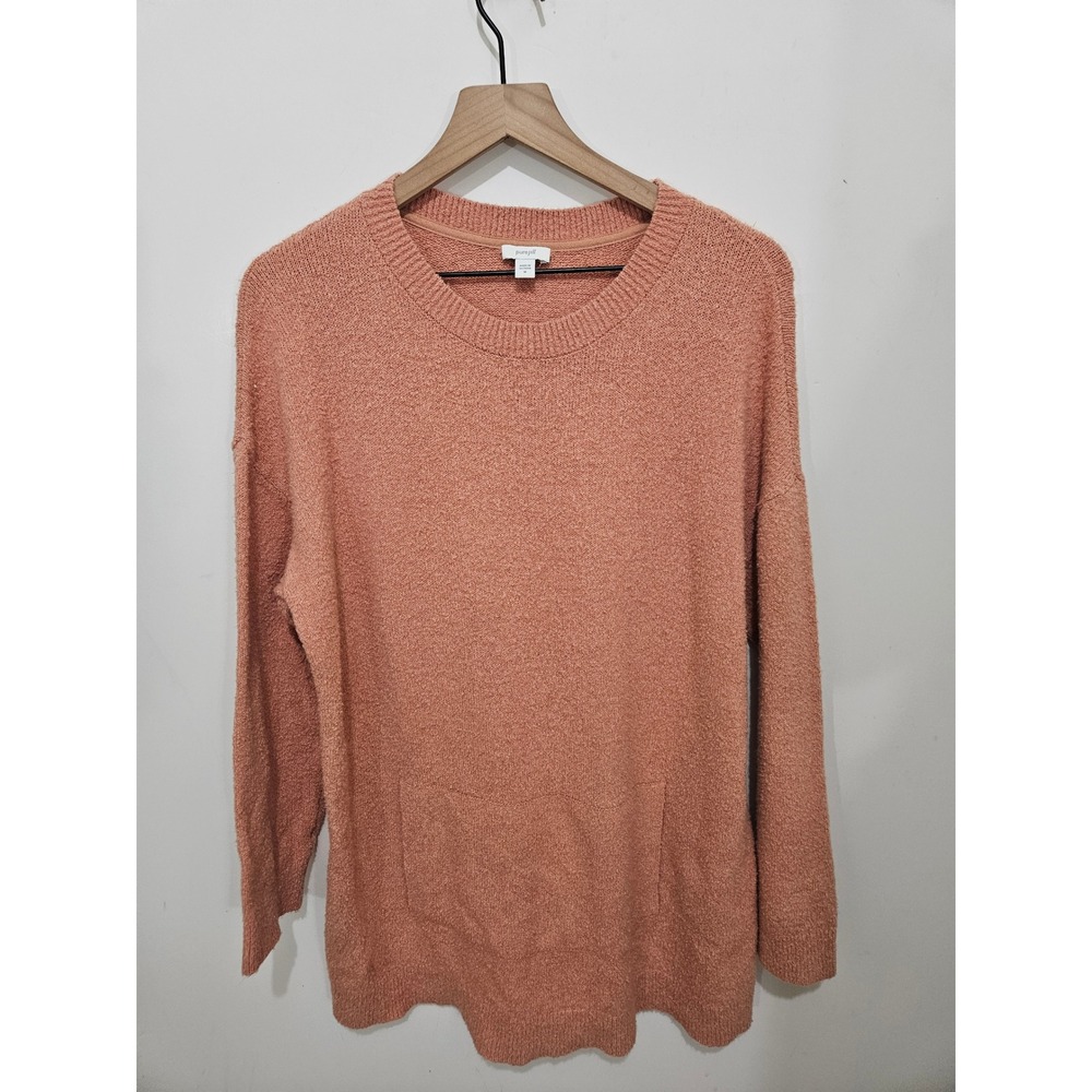 Pure Jill J. Jill Coral Peach Cotton Blend Knit Sweater Pocket Tunic Womens M
